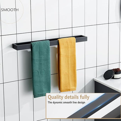 KOKOSIRI Towel Bar Matte Black Bath Towel Holder 24-Inch Kitchen Rack Stainless Steel for Bathroom Hardware Wall Mounted, 1 Pack B4008BK-L24