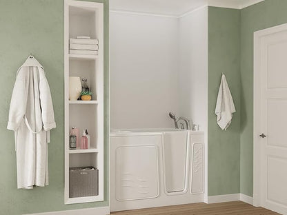ANZZI Walk In Tub 53'' x 30'' Right Drain Oriented Tub in White, Easy Entry, Non-Electrical, Quick Fill, Slip-Resistant, Modern Chrome Trim