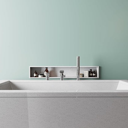 Modern Chrome Roman Tub Faucet with 360° Rotated Spout, Deck Mount Bathtub Faucet with Hand Shower, Widespread 3 Holes Bath Tub Filler Faucet Rough In Valve Included (Chrome)