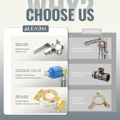 Free Standing Tub Faucet Chrome: ALEASHA High Flow Max 6.74 GPM Free Standing Tub Filler - Brass Modern Floor Mount Bathtub Faucet with Handheld Shower, for the Ultimate Elegant SPA Experience