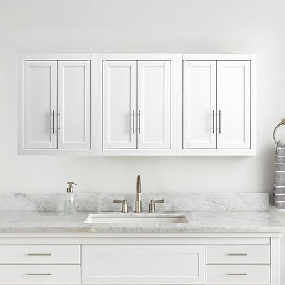 Crosley Furniture Savannah 3-Piece Wall Storage Cabinet, Cabinets for Laundry, Bathroom, Kitchen, White