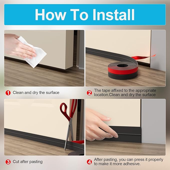 20FT Weather Stripping Door Seal - 2" Silicone Door Draft Seal Tape for Gaps Under Door Weatherstripping Sweep Stopper for Bottom of Shower Door/Sliding Glass Door