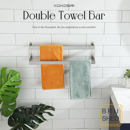 KOKOSIRI Hand Towel Bars Bathroom 2-Tiers Ladder Towel Rails 20 Inches Towel Holders Wall Mounted Towels Shelves Rack Brushed Stainless Steel, B5008BR-L20