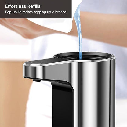 EKO Aroma 9 fl oz Automatic Liquid Soap Dispenser, Rechargeable & Water-Resistant for Kitchen and Bathroom with Adjustable Soap Dispensing Volume Control (Chrome Metallic)