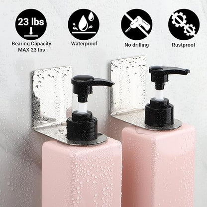 Segbeauty Stainless Soap Bottle Dispenser, 3 Pack Dia 1.1in 2.8cm Drill-Free Wall Mounted Rack, Adhesive Wall Mount Bottle Holder for Shower Gel Bathroom Toilet Kitchen, Sliver