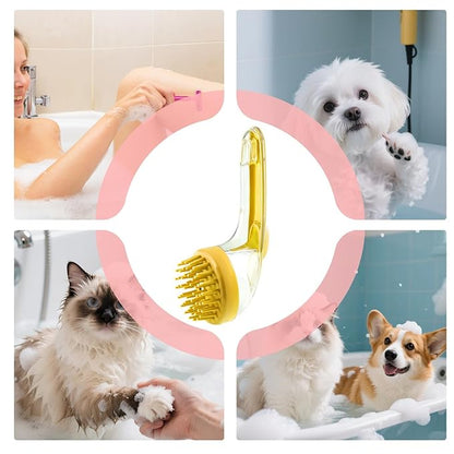 Dog Bath Brush – Cat Grooming Scrubber With Soap Dispenser, Gentle Massage Cleaning Tool | Ideal For Puppies Kittens Pets, Home Bathing, Swimming Pool, Beach, Travel And Professional Groomers