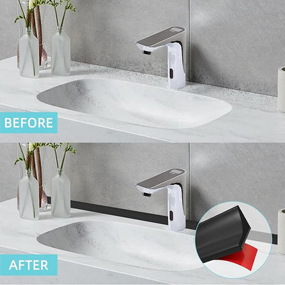 Shower Threshold Water Dam,Walk in Shower Water Guard, Shower Dam Water Barrier Bathroom Sink Splash for Dry And Wet Separation Caulk Seal Strip Edge Trim (78Inch, Black)