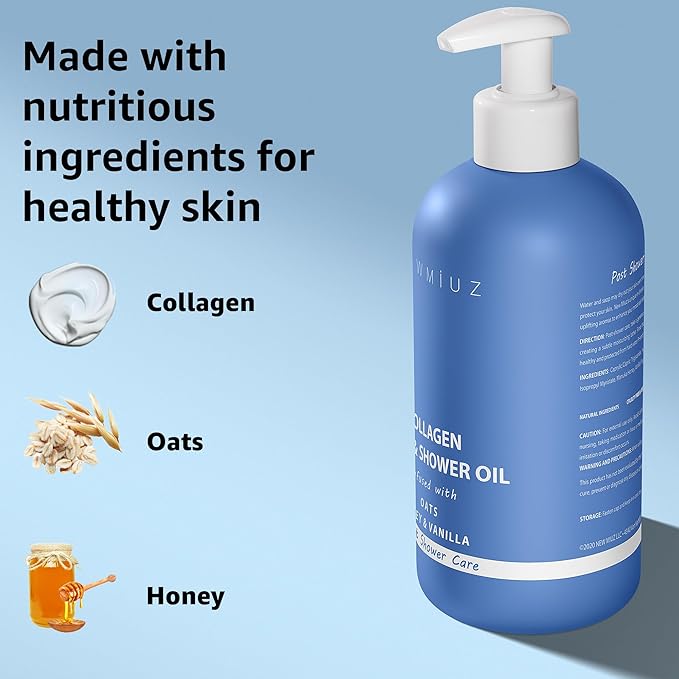 New Miuz Collagen InShower Body Conditioner Natural Post Shower Care Moisturizer for Body Legs Nourishing Bath Oil Oatmeal Honey Vanilla Self care Spa Gift