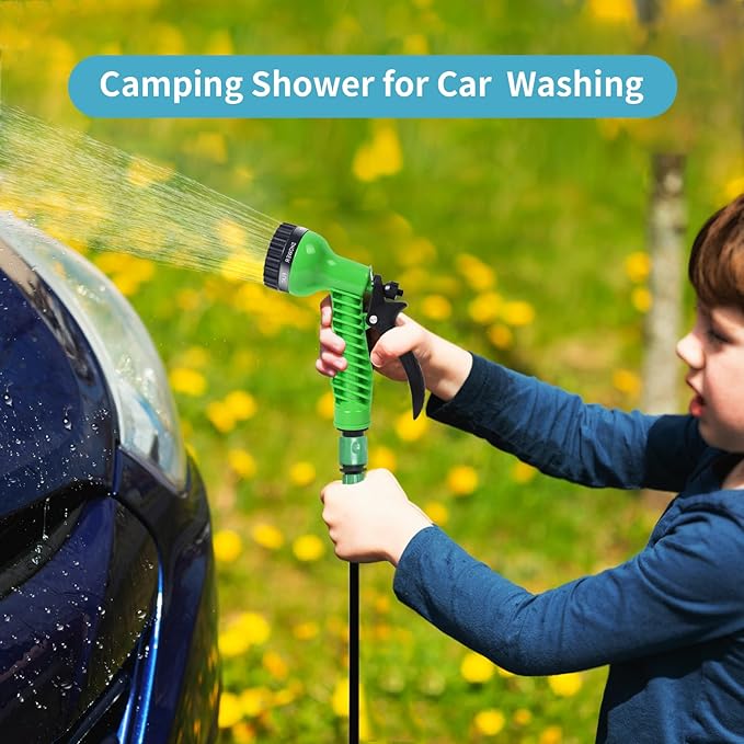 Portable Shower Orange 5L with 7 Spray Modes, Hand Press with Removable Hose and Shower Head