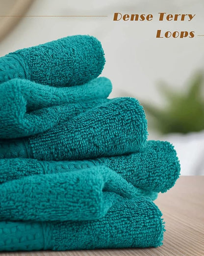 Cleanbear Wash Cloths Turquoise Washcloths for Face and Body Ultra Soft Washcloth for Sensitive Skins 6 Pack 13 by 13 Inches