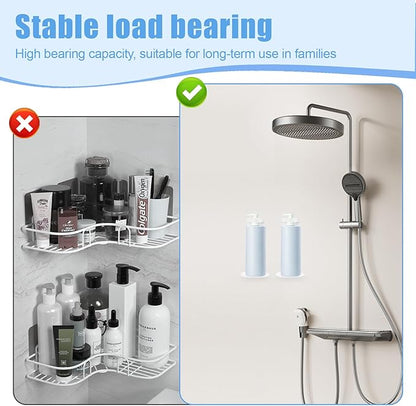 No Drill Pump Bottle Holders 2 Pack - Adhesive Wall Mount Shampoo Holder, 11LB Weight Capacity, Dedicated Storage for Shower Pump Bottle Body Wash/Conditioner/Lotion