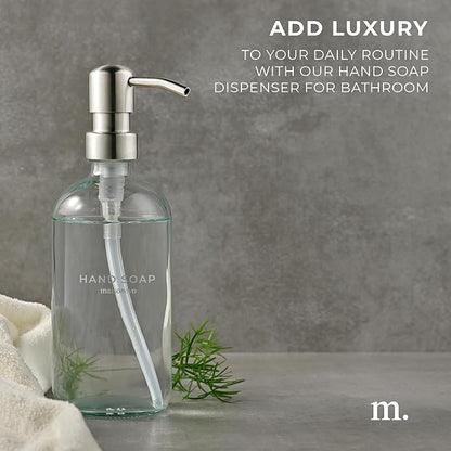 MaisoNovo Soap Dispenser 1-Piece Set | 16.9oz Clear Bottles with Silver Stainless Steel Pump