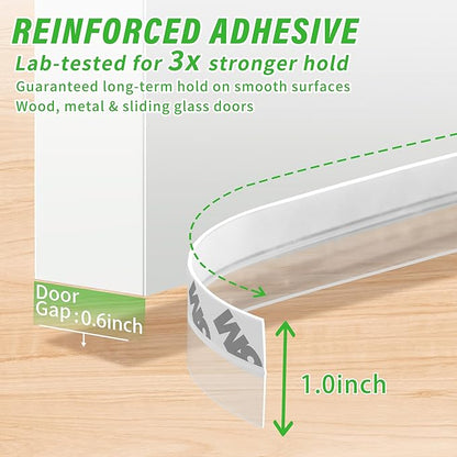 Weather Stripping Silicone Seal Strip, Weather Stripping Door Bottom Seal Strip - House and Glass Shower Doors Silicone Sealing for Door and Windows Gaps of Collision and Side, (Transparent) 25MM…