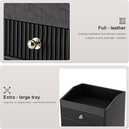 Make up Organizers for Vanity,Leather Makeup organizer for Vanity,Large Capacity Black Vanity Storage for Nail Polish,Bedroom,Bathroom,Gifts for Mom,Unique Gifts for Women