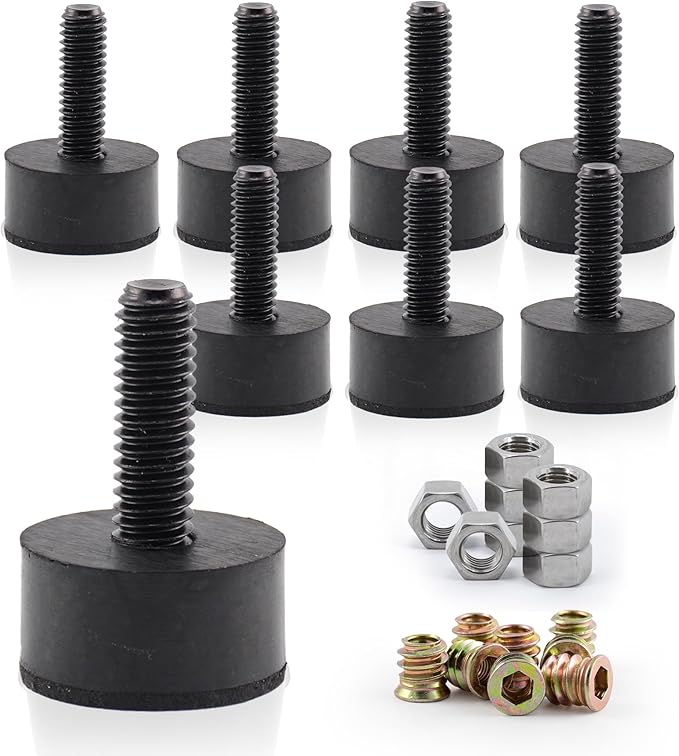 5/16 Rubber Adjustable Furniture Leveler，8 Pack Leveling Feet Screws in Threaded, Feet Levelers Screw On Furniture Glide Leveling for Table, Chair, Furniture Legs