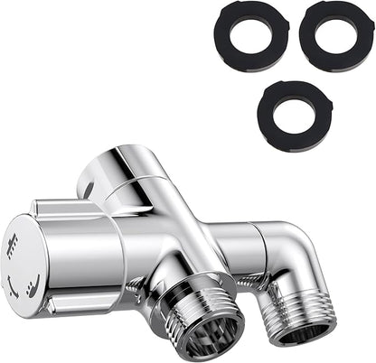 Solid Brass 3 Way Shower Arm Diverter Valve for Handheld Shower Head and Fixed Spray Head, G1/2 Universal Bathroom System Component Replacement Part (Chrome Finish)