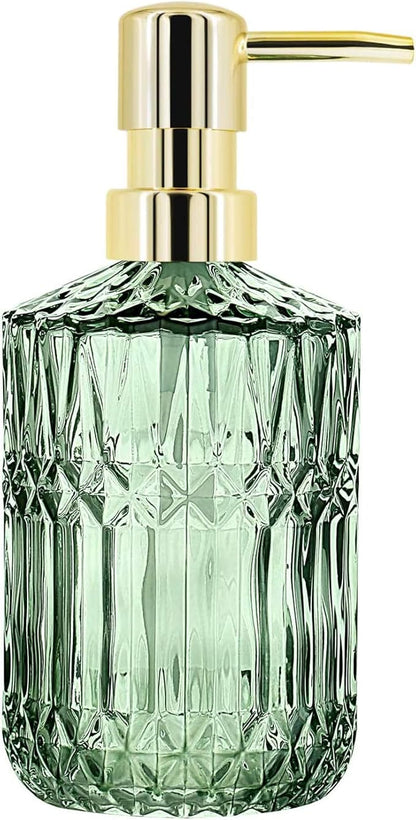 Soap Dispenser with Pump, Refillable Liquid Hand Soap Dish Soap Dispensers for Bathroom Counter, Kitchen Sink (Green)