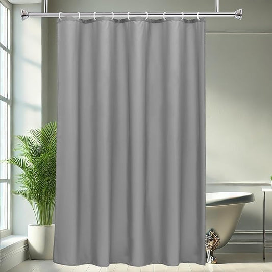 AooHome Light Grey Stall Size Bathroom Curtain for Hotel, Fabric Shower Liner with Hooks for Hotel, Water Repellent, 54 Width x 72 Height Inch
