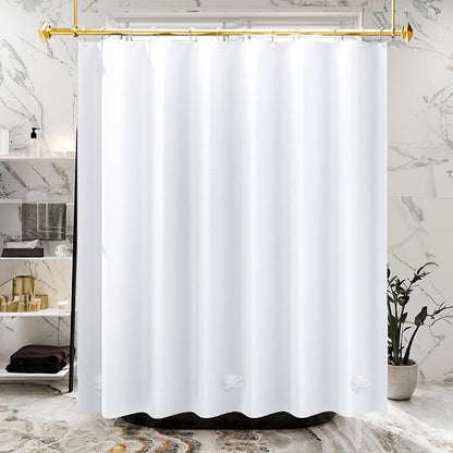 AmazerBath 48x72 Shower Curtain Stall, PEVA White Heavy Duty Shower Curtain with 2 Weighted Stones and 8 Grommet Holes