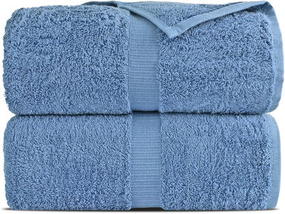 Towel Bazaar Premium Turkish Cotton Super Soft and Absorbent Towels (2-Piece Bath Sheet Towel, Wedgwood), 35" x 70"