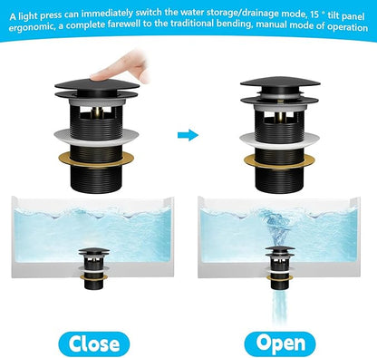 【Limited-time Promotion】 Pop Up Freestanding Tub Drain Plug, 2025 Upgraded freestanding tub Drain，Rust-Proof and Clog-Proof (for Most freestanding bathtubs) (Matte Black)