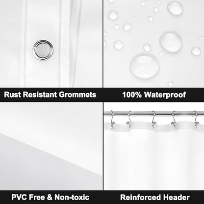 Barossa Design Clawfoot Tub Shower Curtain Liner with 12 Magnets - 180" W x 60" H Short PEVA Shower Curtain Wrap Around for Bathroom, Waterproof PVC Free & Metal Grommets - Frosted, 180x60