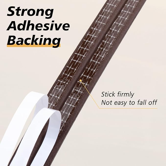 SUNMON Door Seal D-Type Strip Weather Stripping Self Adhesive Foam for Doors and Windows, Soundproofing Weatherstrip Gap Collision Avoidance (Brown)