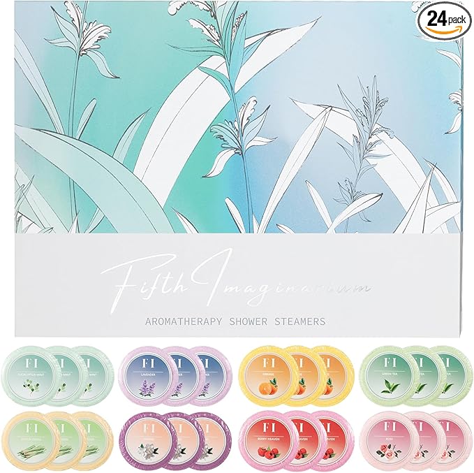 Shower Steamers Aromatherapy 24 Pcs of 8 Scents - Perfect Holiday Gifts, Birthday Gift, Travel Essentials, Stress Relief, Self Care, Bath Bombs for Women and Men