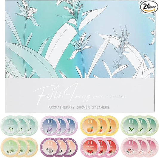 Shower Steamers Aromatherapy 24 Pcs of 8 Scents - Perfect Holiday Gifts, Birthday Gift, Travel Essentials, Stress Relief, Self Care, Bath Bombs for Women and Men