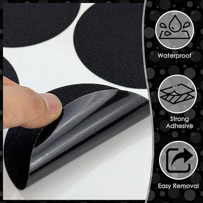 S&X 24 Pcs Anti Slip Shower Stickers (Large 4" Round), Modern Black Non Slip Bathtub Stickers, High Traction Grit Safety Dots for Tub Floor, Waterproof with Scraper