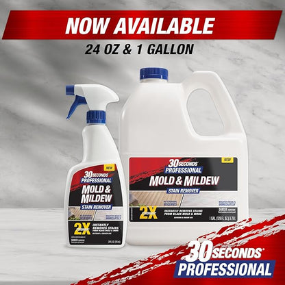 30 SECONDS Pro Mold and Mildew Stain Remover | Scrub Free | Brighter Results Instantly | Ready To Use | 1 Gallon (4 PACK)