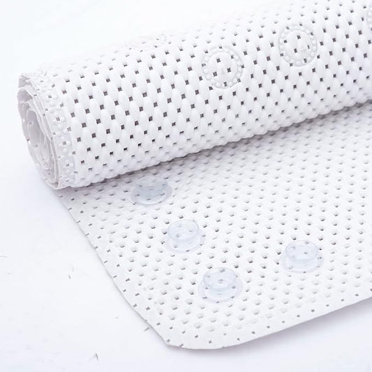 Bathtub Mat Non Slip Ivory 36” X 17” Shower Mat Soft Foam Bath Mats for Bathroom Tub, Bathtub Mat with Drain Holes, Suction Cups, Shower Mat Non Slip