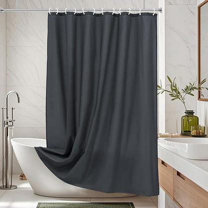 AooHome Hotel Fabric Shower Curtain Liner, Solid Bathroom Curtain with Hooks, Waterproof, Dark Grey, 72 Width x 75 Height Inch