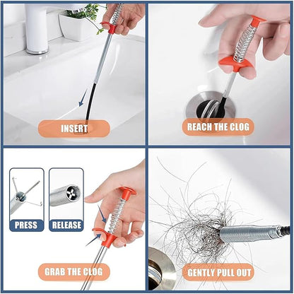 Drain Snake,76 inch Flexible Grabber Claw Pick Up Reacher Tool,Drain Clog Remover - Gutter Cleaning Tools for Home Sink, Bathroom Tub,Drain, Toilet, Tight Spaces