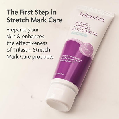 TriLASTIN Hydro-Thermal Accelerator - Moisturizer (3oz / 88ml) | Vitamin-Infused Skin Serum | Pregnancy and Postpartum Skin Care for Stretch Mark Prevention | Hypoallergenic and Paraben-Free Formula