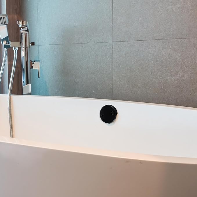 Tub Drain Overflow Covers, 3-1/8" Two Hole Bathtub Drain Overflow Cover with Screws, Fits Most Standard Bath Tub Drains(Matte Black)