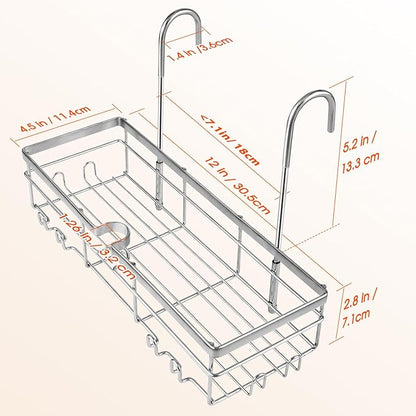 DELLAN Hanging Shower Caddy, Shower Rack with Hooks for Shower & Bath Chair, Bathroom Shower Basket for Elderly, Pregnant, Handicap, Patient