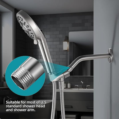 Cobbe Shower Arm with Flange and Teflon Tape, 10-Inches Wall Mounted Shower Pipe Arm 304 Stainless Steel Extension for Fixed Shower Head, Brushed Nickel