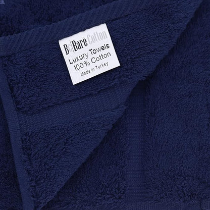 Luxury Hotel & Spa Collection Highly Absorbent, Quick Dry 100% Turkish Cotton 700 GSM, Eco Friendly Towel, for Bathroom Dobby Border Soft Bath Towel Set 27 X 54 -Navy Blue, Bath Towels - Set of 4