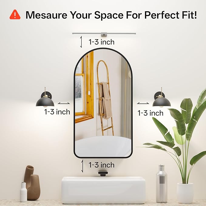 Arched Bathroom Medicine Cabinet with Mirror, No Assembly Needed, Recessed or Surface Mount Wall Storage Cabinet, Mirror Cabinet with Tissue Slot & 2X Magnifying Mirror (Black, 29.5"L x 15.7"W)