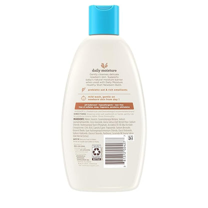 Aveeno Baby Healthy Start Nourishing Newborn Wash, Hypoallergenic Baby Body Wash, Prebiotic Oat, Gently Cleanses Sensitive Skin, No added Fragrances & Parabens, Tear-free, 8 fl. oz