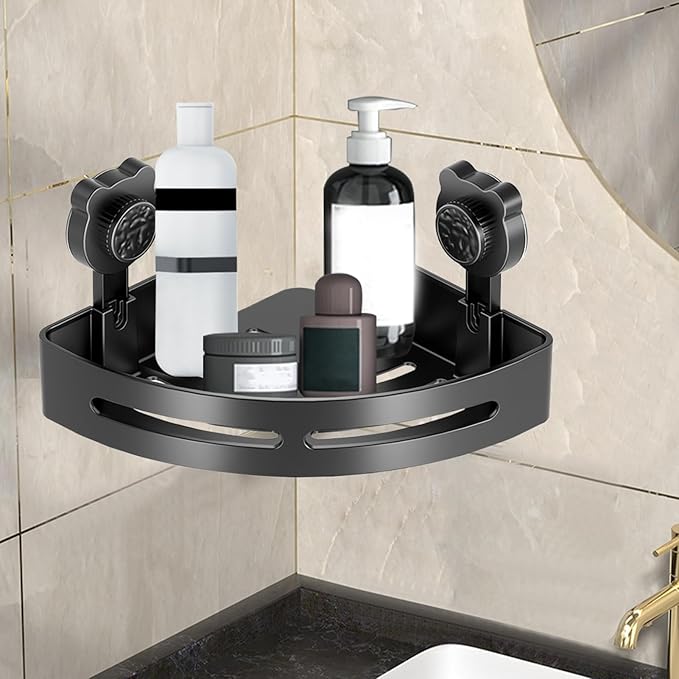Corner Shower Shelf,No-Drill Wall-Mounted Bathroom Organizer With Hooks,Waterproof Storage Rack