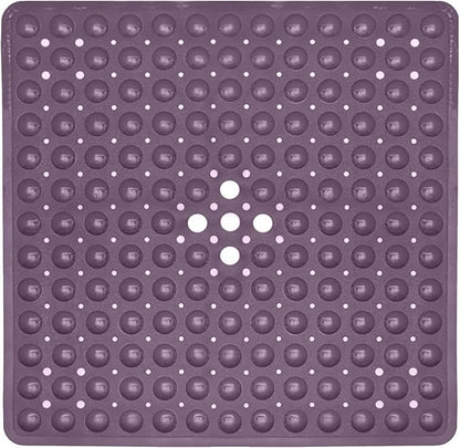 ENKOSI Square Non-Slip Shower Mat – 21" x 21" Anti-Slip Shower Stall Mat with Suction Cups & Drain Holes – Purple Bathroom Shower Mat (21x21 Purple)