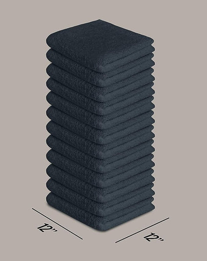 Softolle 100% Cotton Washcloths 24 Pack (12x12 Inches) Soft, Highly Absorbent Washcloth, Face Towels, Wash Cloths for Face, Ring Spun, Bulk Pack (Grey)