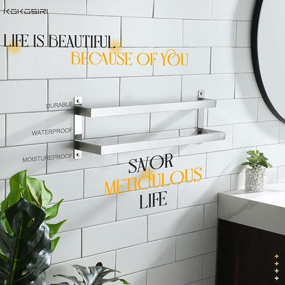 KOKOSIRI Towel Bars Bath Towel Holders 24 Inches Chrome Bathroom 2-Tiers Ladder Towel Rails Wall Mounted Towels Shelves Rack Polished Stainless Steel, B5008CH-L24
