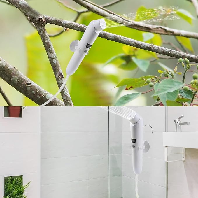 Portable Outdoor Shower, Handheld Electric Shower+8L Water Bag, IPX6 Waterproof, USB Charging, Compact and Lightweight, Suitable for Outdoor Camping, Beach Shower, Hiking, pet Bathroom