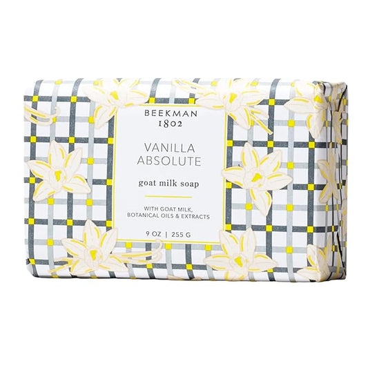 Beekman 1802 Goat Milk Body Soap Bar, Vanilla Absolute - Scented - 9 oz - Nourishes, Moisturizes & Hydrates - 100% Vegetable Soap with Lactic Acid - Good for Sensitive Skin - Cruelty Free