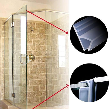 Frameless Soft Shower Door Sweep Seal Drip Rail, Glass Shower Silicone Door Seal Strip,Weatherproof Silicone Seal Fit for Glass (H Type, 6mm (1/4"))