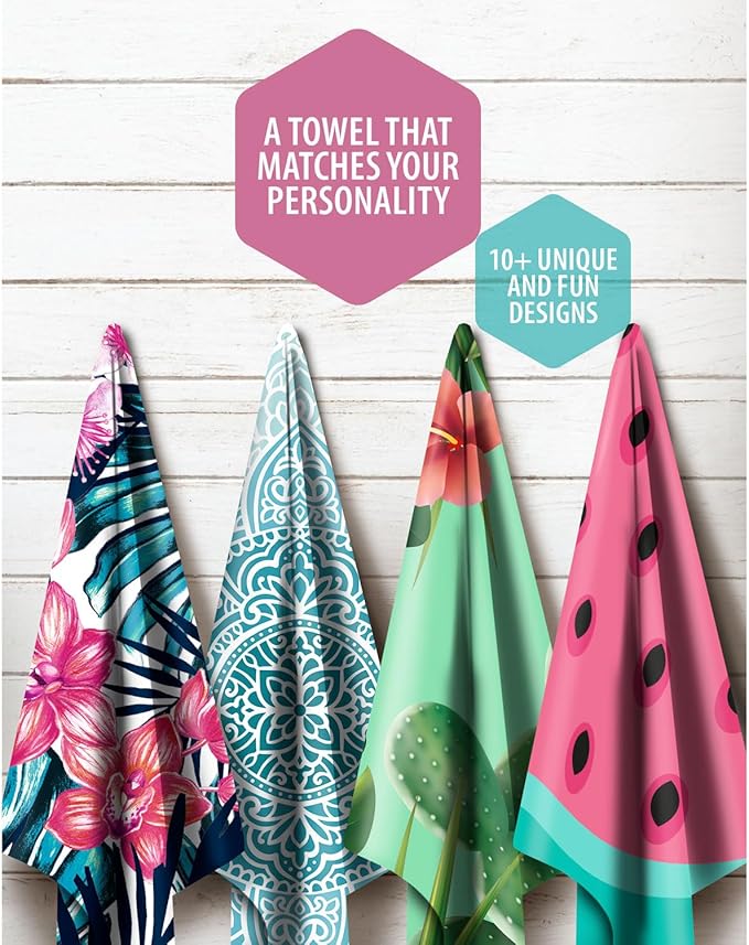 VENTURE 4TH Microfiber Beach Towel: Quick-Dry, Compact, Sand-Free, Absorbent, Sandproof and Lightweight - Perfect for Camping, Beach, and Roadtrips (Blue Lagoon Design | 35x78 inches)