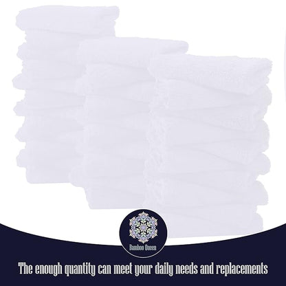 32 Pack Baby Washcloths - 10x10 Inch, Luxury Coral Fleece - Extra Absorbent and Soft Wash Clothes for Newborns, Infants and Toddlers - Suitable for Sensitive Skin and New Born - Baby Shower - White